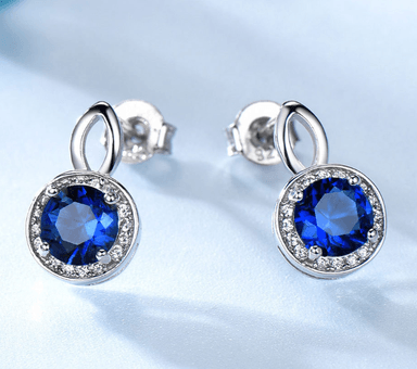 ARETE CON GEMA DE ZAFIRO AZUL - PLATA 925 - 2