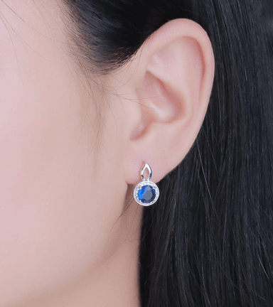 ARETE CON GEMA DE ZAFIRO AZUL - PLATA 925 - 3