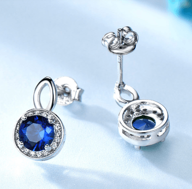 ARETE CON GEMA DE ZAFIRO AZUL - PLATA 925 - 4