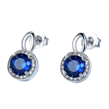 ARETE CON GEMA DE ZAFIRO AZUL - PLATA 925 - 5