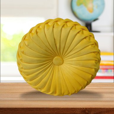 COJÍN DECORATIVO MODERNO 35X15CM AMARILLO ECO REDONDO