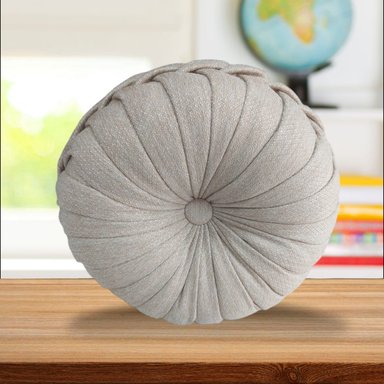 COJÍN DECORATIVO ECO REDONDO ELEGANTE 35X15CM BEIGE