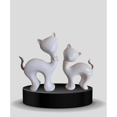 ADORNOS MODERNOS CERÁMICA BLANCO GATITOS ENCANTADORES - 2