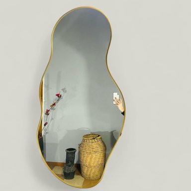 ESPEJO MODERNO IRREGULAR HIERRO NEGRO ORGÁNICO DORADO 120X65 CM