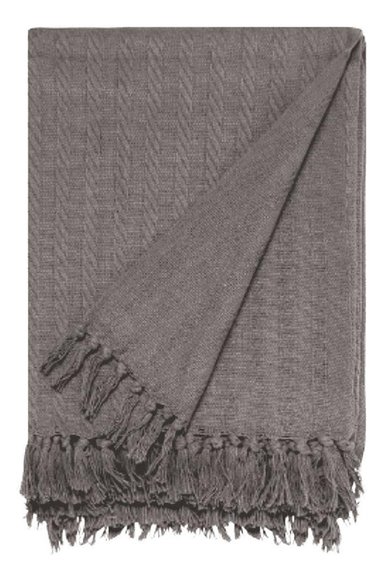 MANTA MAP DESIGN 170X130CM ALGODÓN GRIS OSCURO PALMAS CHARCOAL