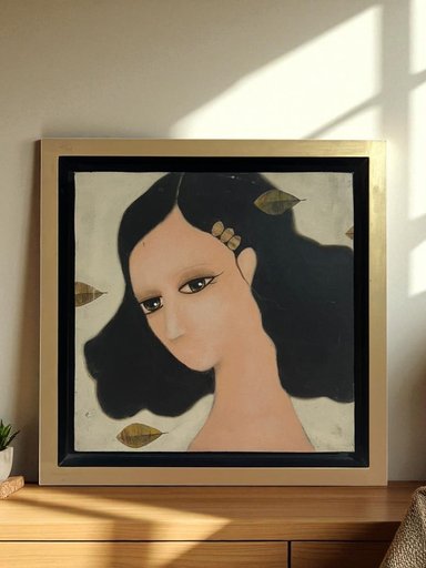 CUADRO DECORATIVO AL OLEO MAP DESIGN DAMA NATURAL 37X37 CM