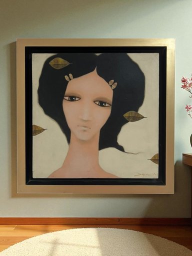 CUADRO DECORATIVO AL OLEO MAP DESIGN DAMA NATURAL II 37X37 CM