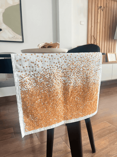 MANTEL MAP DESIGN IVORY DORADO CAMINO MESA LENTEJUELAS 150X42 CM