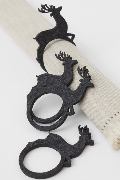 PACK 4 ARO MAP DESIGN NEGRO SERVILLETA RENO NAVIDAD