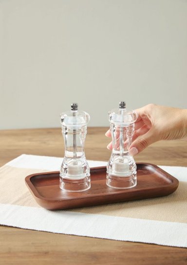 SET ACCESORIOS COCINA MAP DESIGN TRANSPARENTE SALERO PIMENTERO X2 05X14 CM