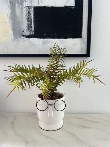 ARREGLO MAP DESIGN BLANCO FLORAL HELECHO ANTEOJOS ARTIFICIAL 13X45X39 CM