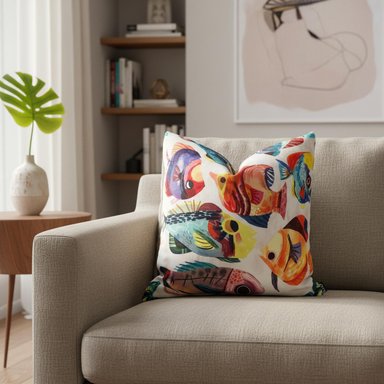 FUNDA MAP DESIGN COJÍN PLAYA PECES 45X45 CM MULTICOLOR
