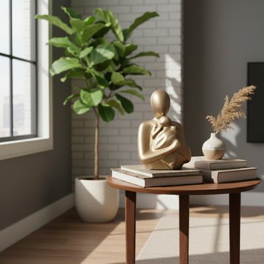 ADORNO AMOR DE MAMA DORADO 15X10X22CM