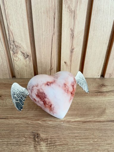 CORAZÓN CON ALAS MARBLE ROSE 20X12X12 CM