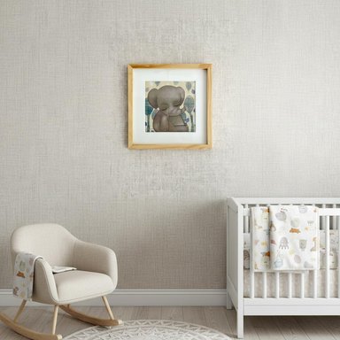 CUADRO LITOGRAFÍA ELEFANTE 28X28 CM MARCO PINO DECORACIÓN