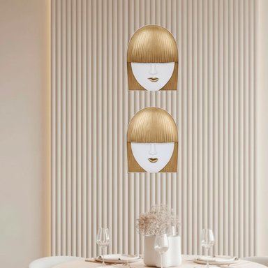 ADORNO PARED JGO DAMA DECOR POLIRESINA DORADO BLANCO LUJOSO