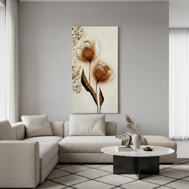 CUADRO FLORES DE OTOÑO TEXTURADO GRANDE DECORACIÓN SALA