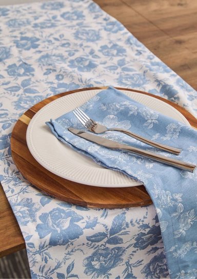 CAMINO DE MESA ROSES SKYBLUE 180X40 CM