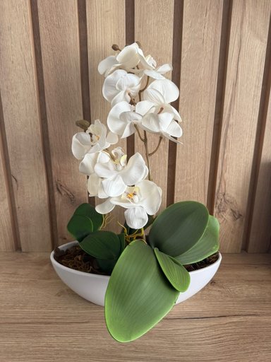 ARREGLO FLORAL ORQUIDEA BLANCA NAVI 30X43 CM