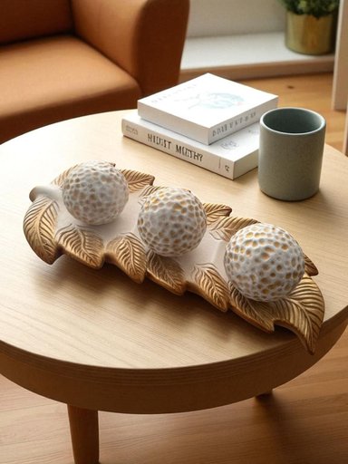 CENTRO DE MESA HOJA NATURALS GOLDEN 45X19X10 CM