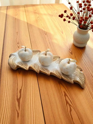 CENTRO DE MESA MANZANAS HOJAS NATURALS GOLDEN 36X14X10 CM