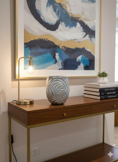 JARRÓN CURVAS PLATEADA 17X22 CM