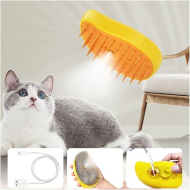 CEPILLO PEINE A VAPOR 3 EN 1 RECARGABLE PARA GATOS Y PERROS