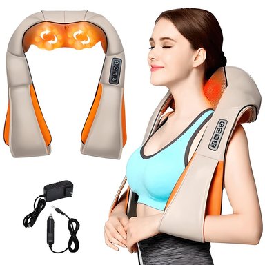 MASAJEADOR DE CUELLO ESPALDA PIERNAS PIES CINTURA CON 16 RODILLOS 4D