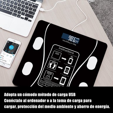 BALANZA DIGITAL BLUETOOTH SMART CONTROLA PESO GRASA CORPORAL - 4