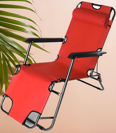 SILLA PLEGABLE REPOSERA RECLINABLE TERRAZA PLAYA CAMPING GRAVEDAD CERO ROJO