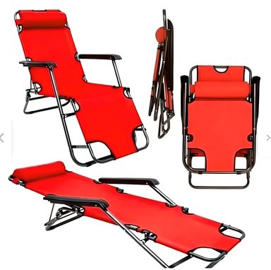 SILLA PLEGABLE REPOSERA RECLINABLE TERRAZA PLAYA CAMPING GRAVEDAD CERO ROJO - 2