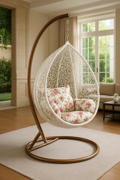 SILLA COLGANTE DE TERRAZA SILLÓN DE RATAN JARDÍN PLAYA BLANCO