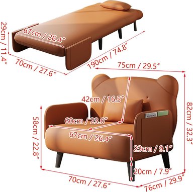 SOFÁ CAMA CONVERTIBLE DISEÑO OSO CÓMODO Y RESISTENTE - 6