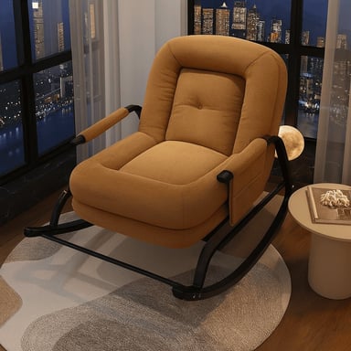 SILLA SILLÓN MECEDORA SOFÁ RECLINABLE PLEGABLE SALA TERRAZA JARDÍN CAMEL - 1