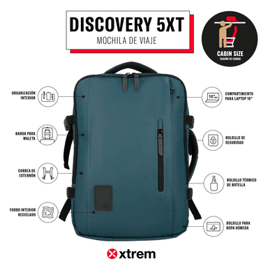 MOCHILA XTREM AZUL VIAJERA DISCOVERY 5XT 16'' ETERNITY BLUE - 2