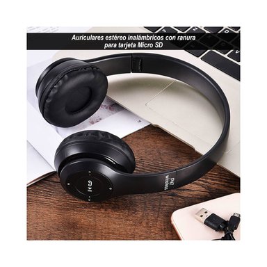 AUDÍFONOS INALÁMBRICOS BLUETOOTH 5.0 P47 NEGRO - 2