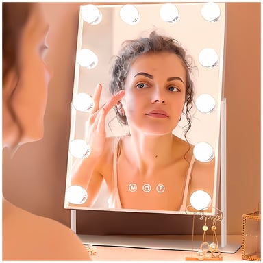 ESPEJO DE MAQUILLAJE DE TOCADOR HOLLYWOOD CON LUCES - 3