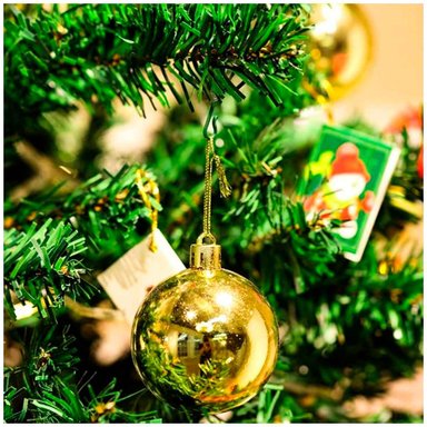 SET DE 12 BOLAS NAVIDEÑAS DORADAS BRILLANTES - 2