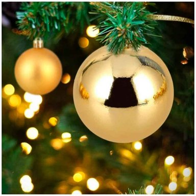 SET DE 12 BOLAS NAVIDEÑAS DORADAS BRILLANTES - 3