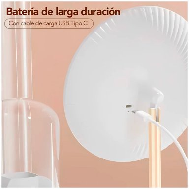 ESPEJO LED CON ORGANIZADOR GIRATORIO DE MAQUILLAJE ROSADO - 3