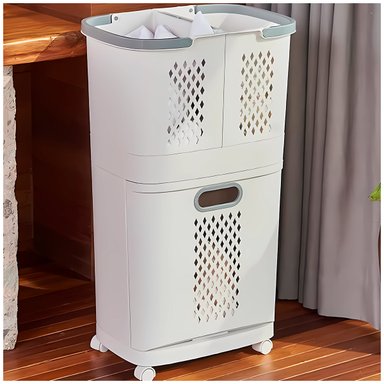 ESTANTE DE LAVANDERÍA 3 DIVISIONES CON CESTAS REMOVIBLES