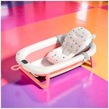 TINA DE BEBE BAÑERA PLEGABLE CON TERMOMETRO PORTATIL ROSADO - 3