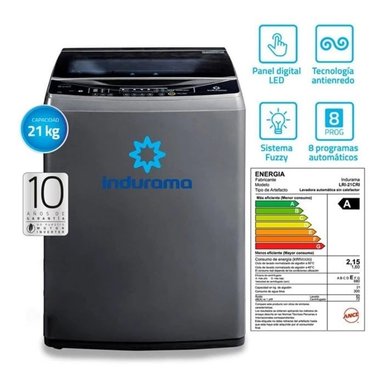 LAVADORA DIGITAL INDURAMA 21KG CARGA SUPERIOR LRI-21CRI - 1