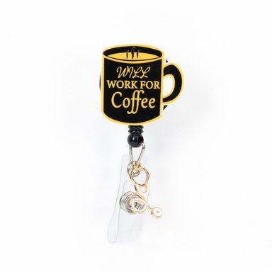 CARRETE CREDENCIAL CLIP DISEÑO TAZA NEGRA