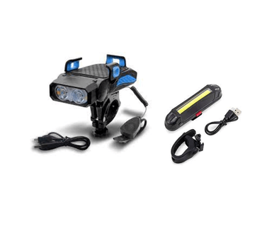 KIT LUZ DELANTERA 4 EN 2  DE 500LM+ LUZ POSTERIOR DE 100LM