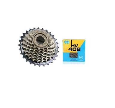 PIÑON SHIMANO 7V Y CADENA KMC 7V PARA BICICLETA - 2