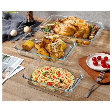 SET 2 BANDEJAS ACERO INOXIDABLE FUENTE RECTANGULAR 2 3 LITROS HORNEAR SERVIR