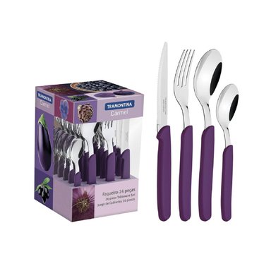 SET. CUBIERTOS TRAMONTINA MORADO. X24 PZ ACE.INOX. - 2