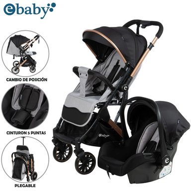 COCHE MOISÉS TRAVEL SYSTEM EBABY «SPARROW» PORTA BEBÉ GRAY