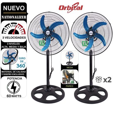 VENTILADOR ORBITAL DE 18″ 60W NATIONALIZER NEGRO CAJA DE 2U